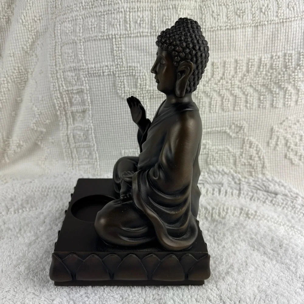 PartyLite Bronze Meditating Buddha Tealight Holder Zen Home Decor Altar Statue